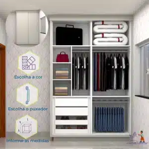 Armário Guarda-Roupa Sob medida 100% MDF com 2 Portas de Correr Ágata